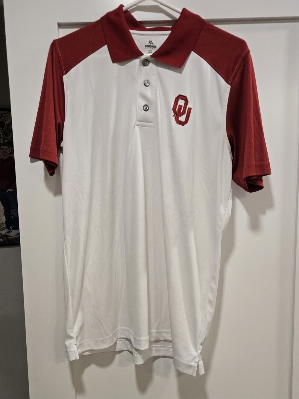Knights Apparel White and Crimson OU Polo Shirt